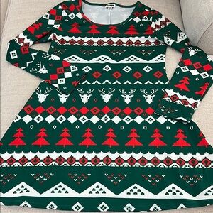 Tipsy Elves Green and Red Holiday Dress